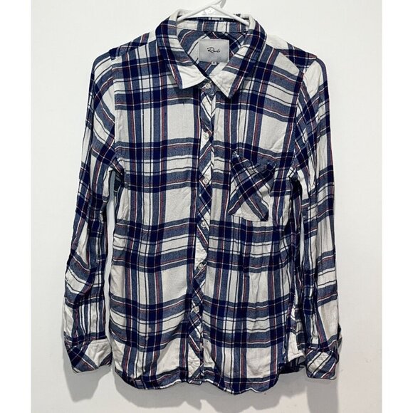 Rails Blue & Red Plaid Button-Up Collared Neck Long-Sleeve Women's Shirt M - Picture 1 of 7